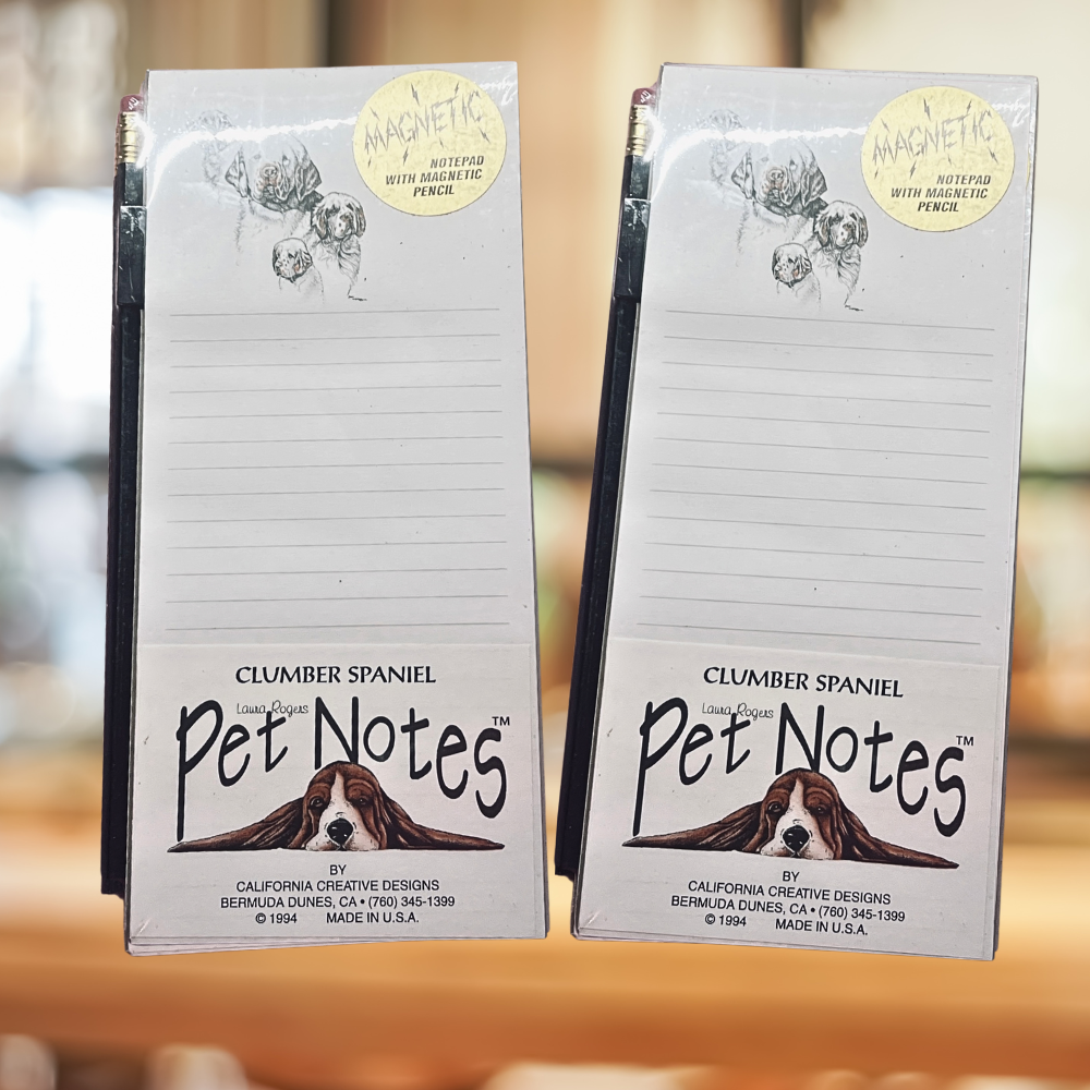 Clumber Spaniel Dog Breed Vintage Magnetic Note Pad & Pencil Set