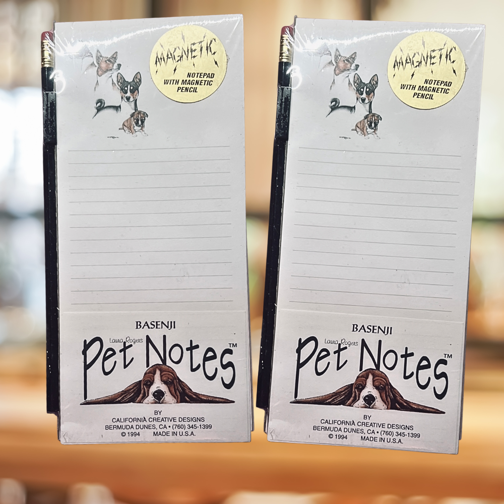Basenji Dog Breed Vintage Magnetic Note Pad & Pencil Set