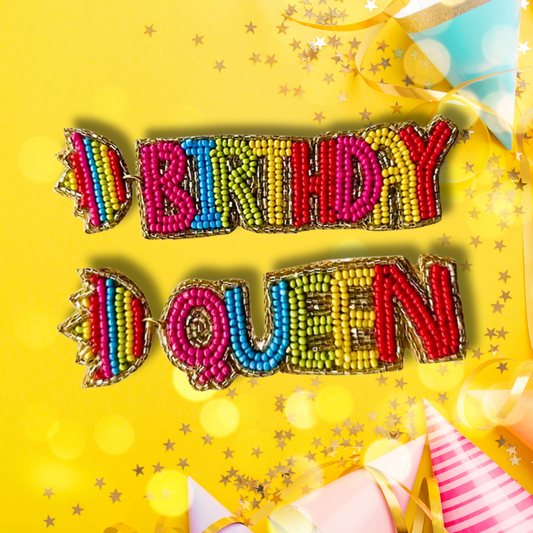 BIRTHDAY QUEEN Gift Beaded Celebration Day Earrings