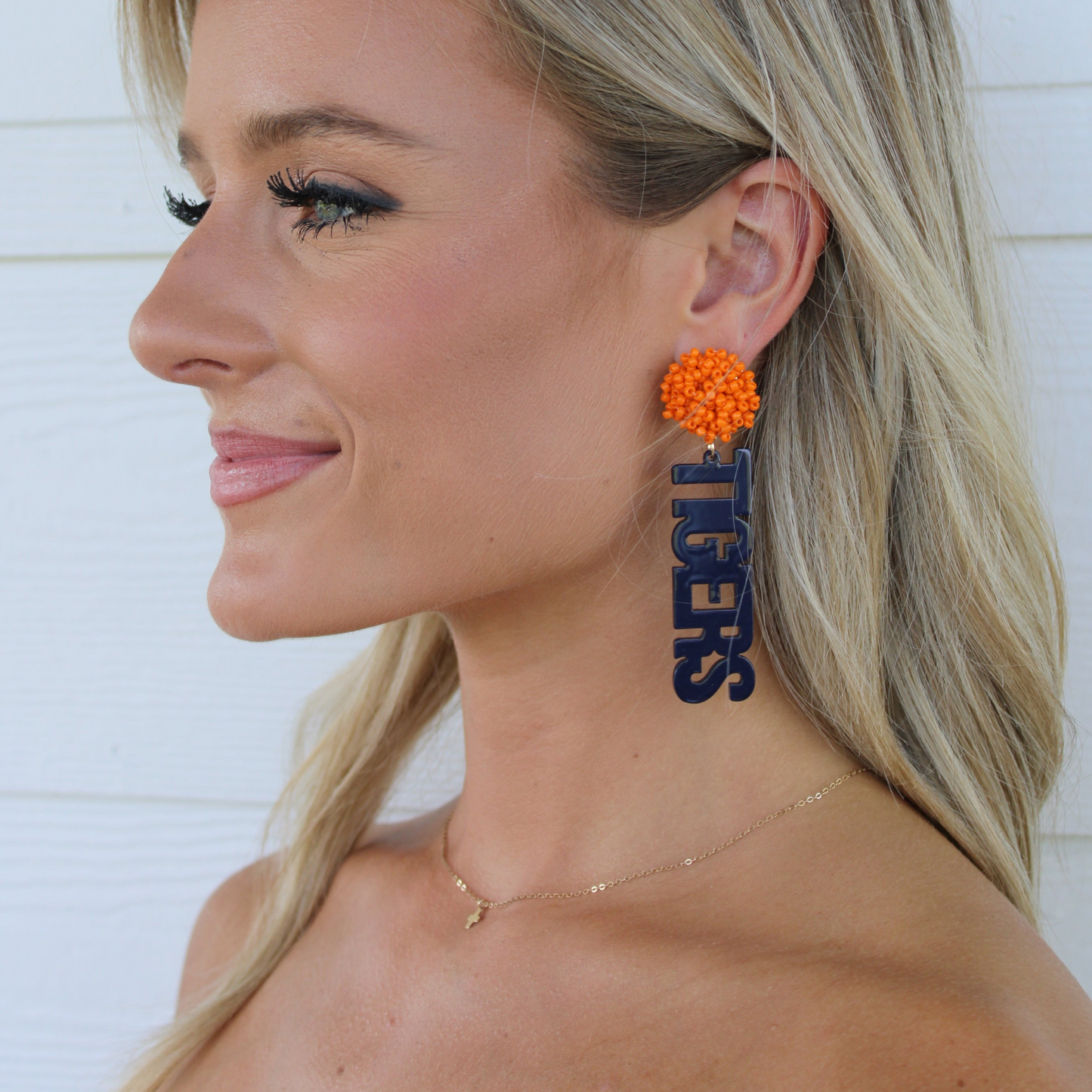 Auburn University AU Tigers Bead Football Earrings