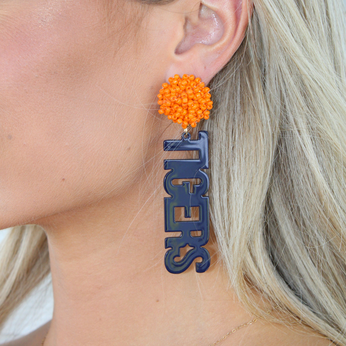 Auburn University AU Tigers Bead Football Earrings