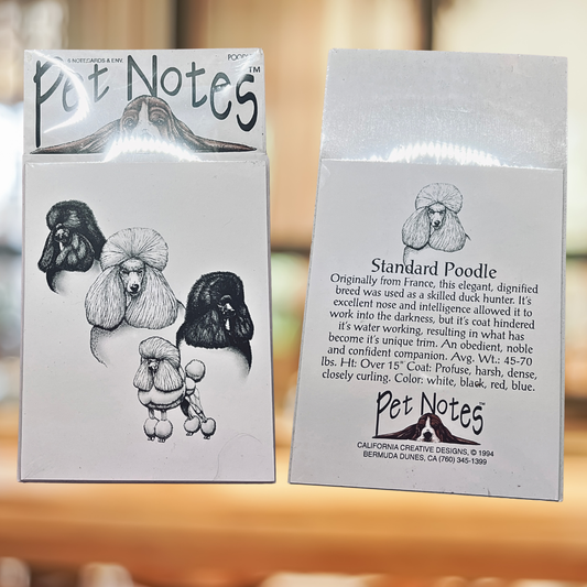 Vintage Dog Breed Note Card Set - Standard Poodle