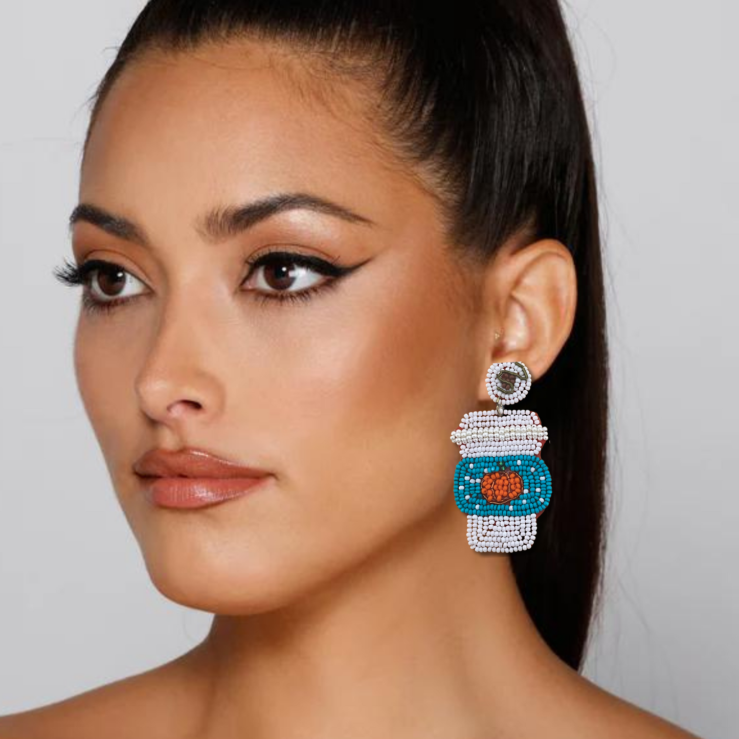 Pumpkin Spice Latte Coffee Beaded Earrings