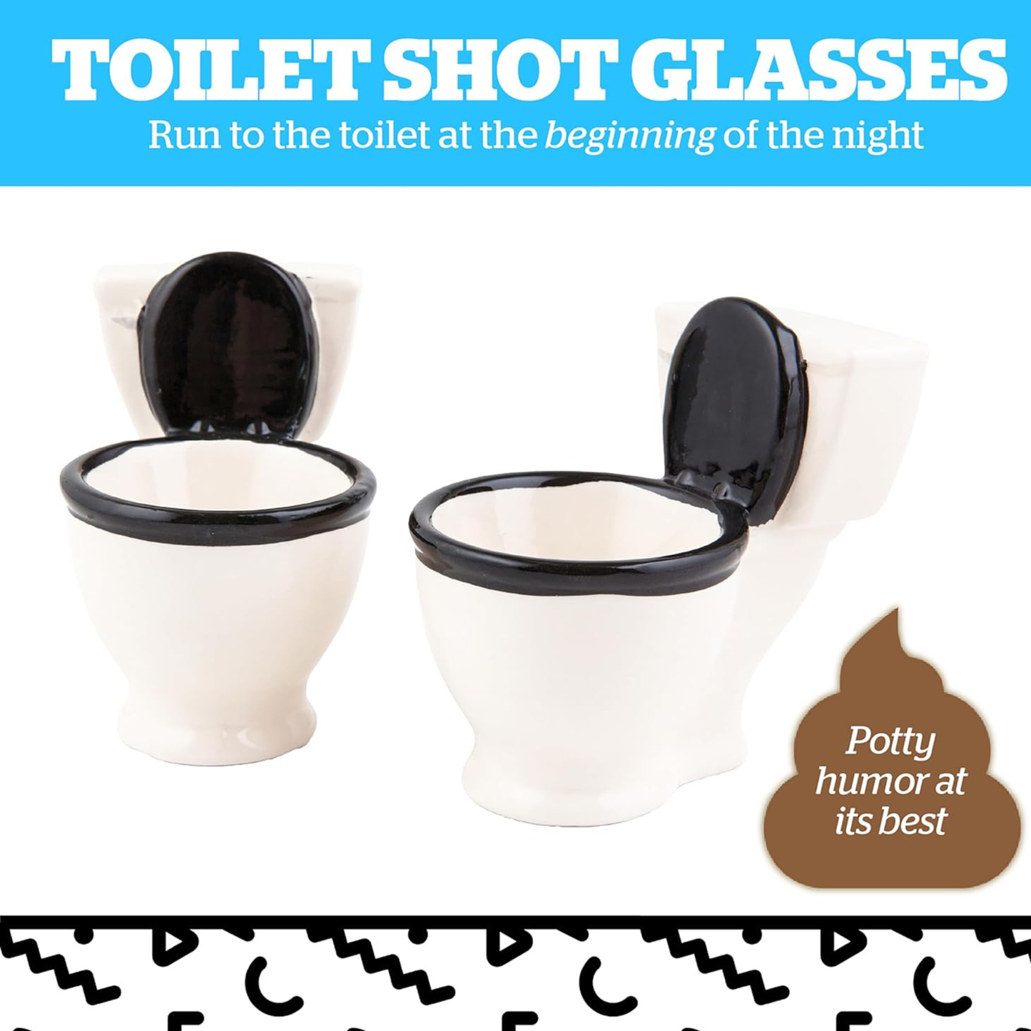 Set of 2 Toilet Ceramic Shot Glasses