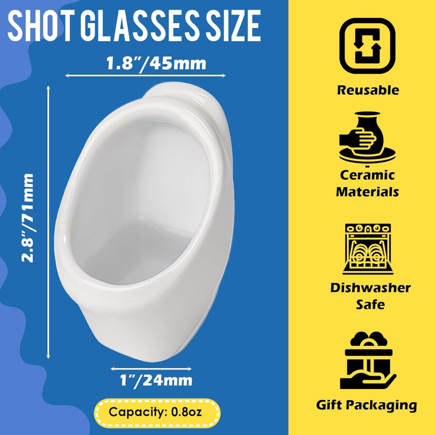 Urinal Ceramic Shot Glasses