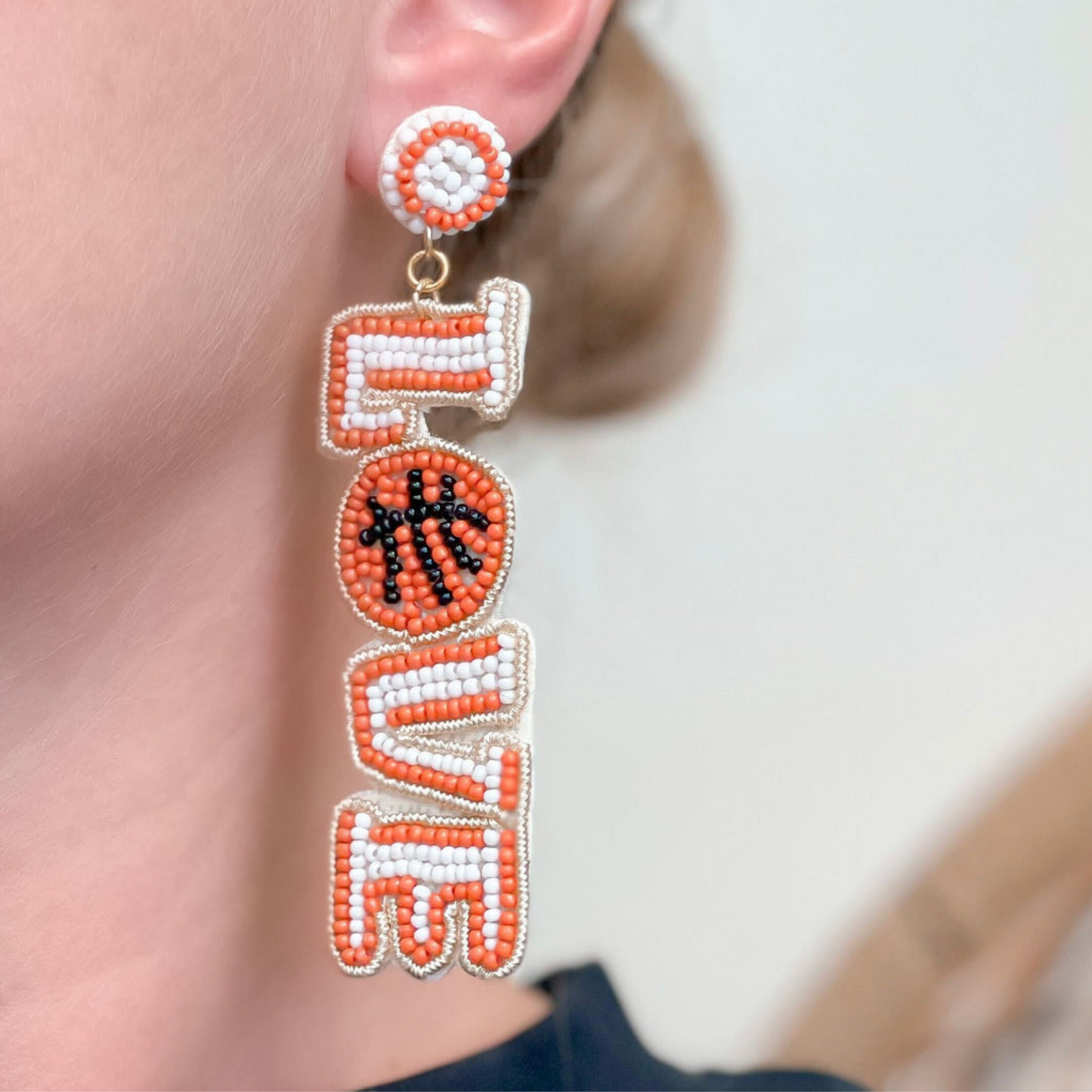Basketball Love Theme Seed Beaded Earrings