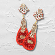 Red Crystal Beaded Champagne Bottle Party Earrings