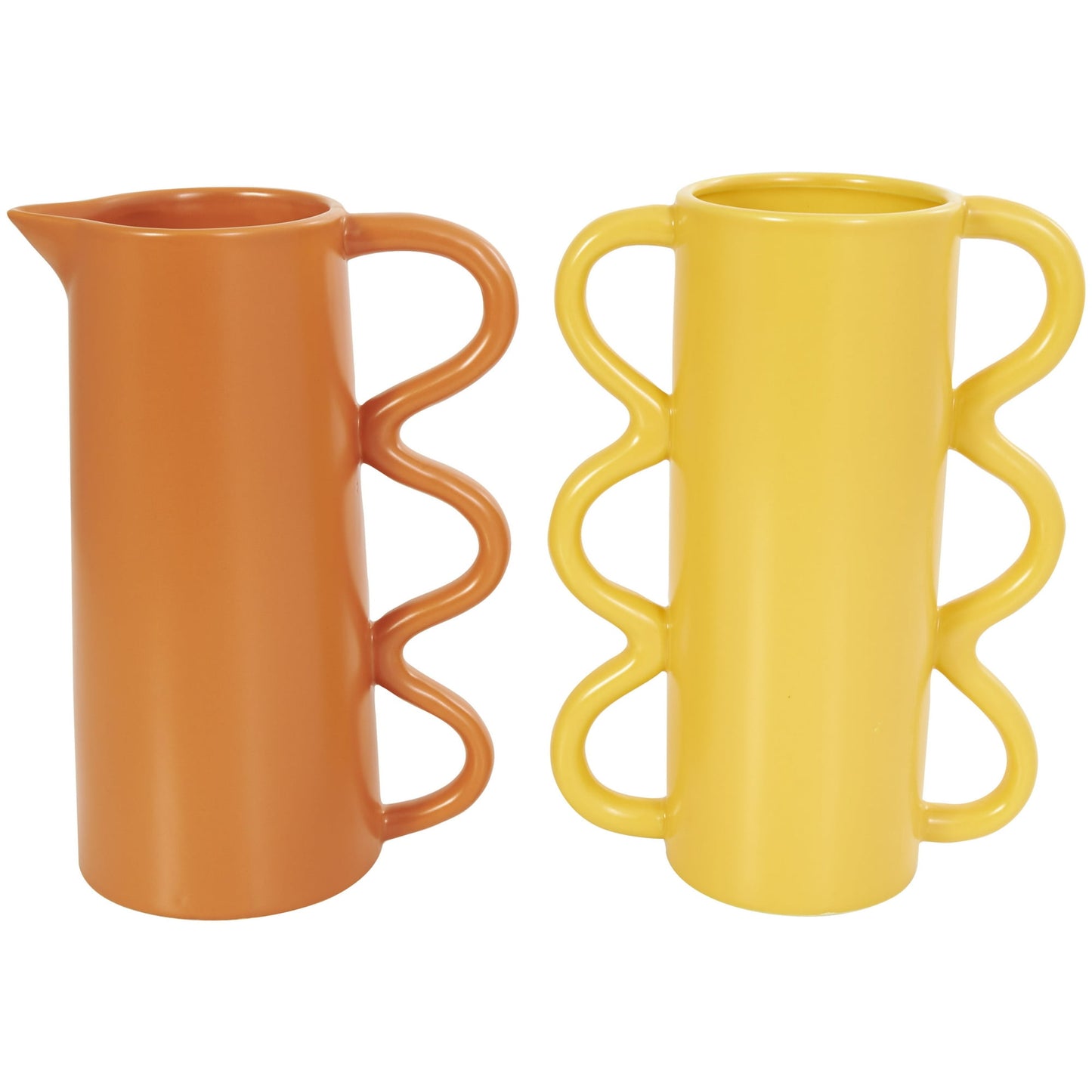 SET of 2 Making Waves Ceramic Wavy Handle Vases