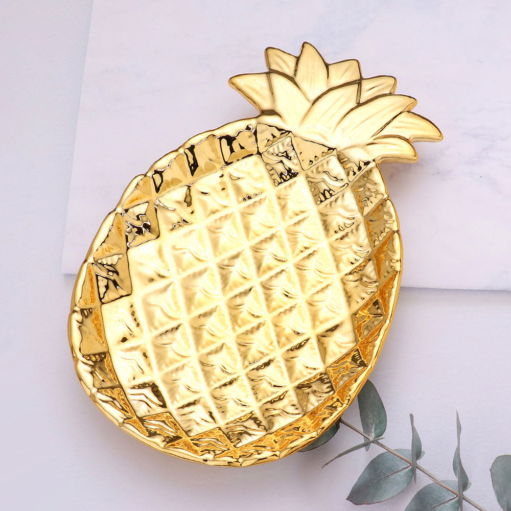 Pineapple Gold or Ivory Vanity Top Jewelry Tray Dish