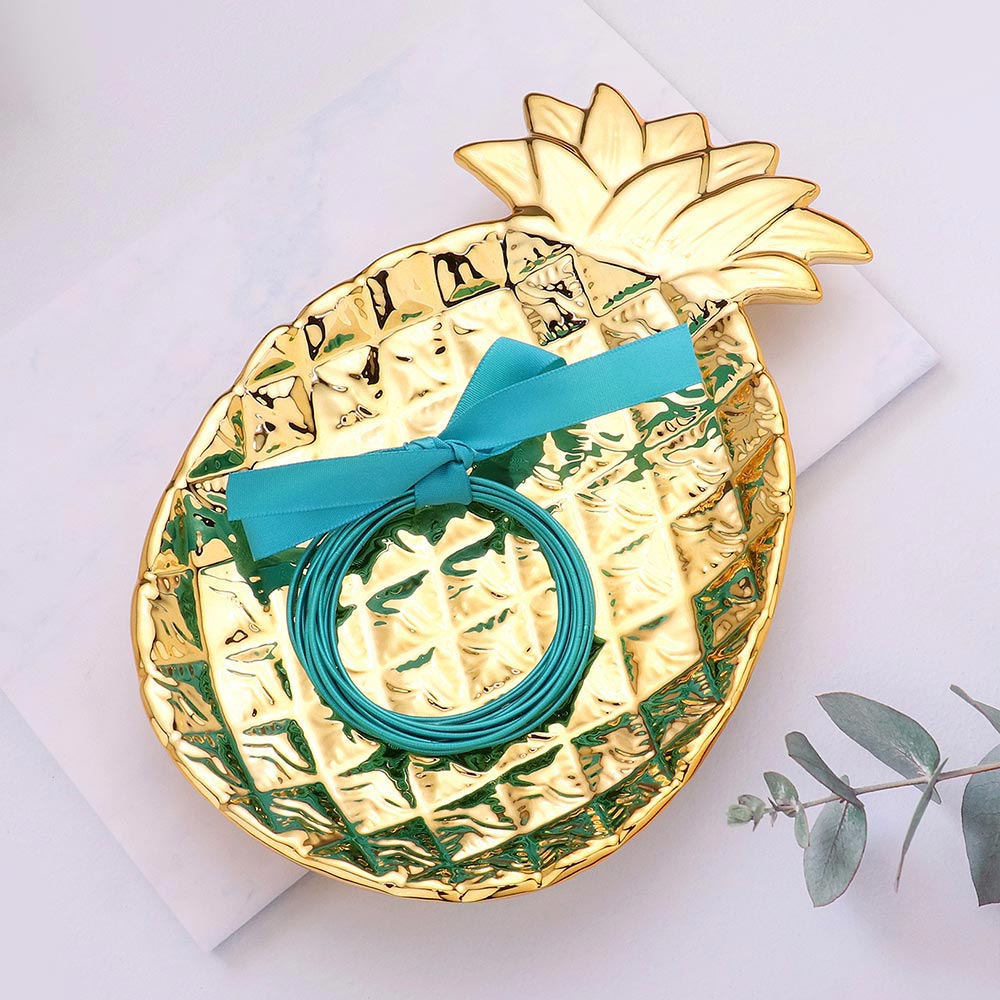 Pineapple Gold or Ivory Vanity Top Jewelry Tray Dish