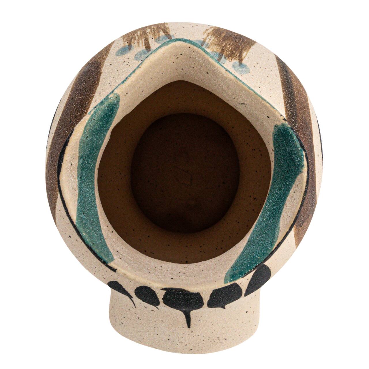 Hand Painted Artisan Stoneware Bird Shaped Vase