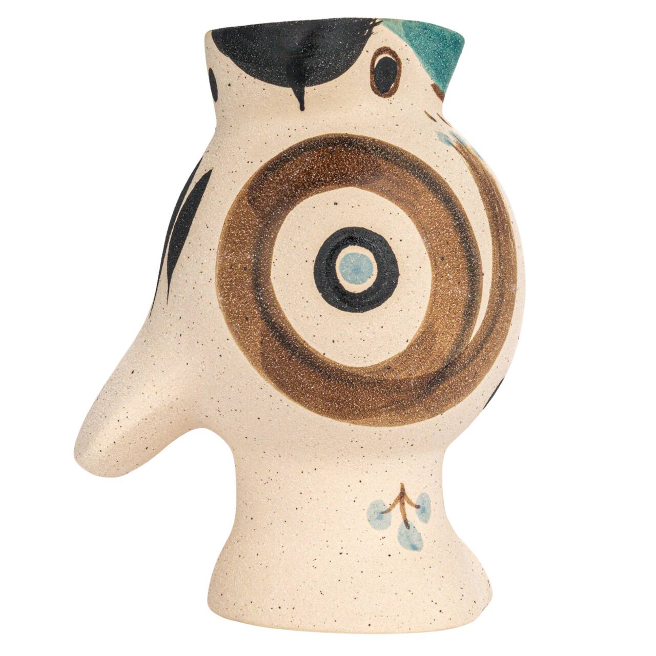 Hand Painted Artisan Stoneware Bird Shaped Vase
