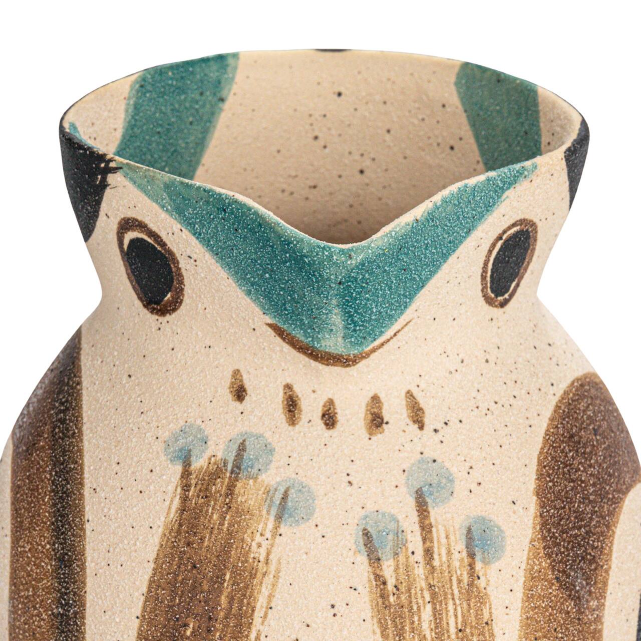 Hand Painted Artisan Stoneware Bird Shaped Vase