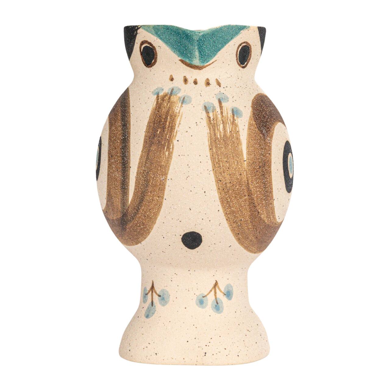 Hand Painted Artisan Stoneware Bird Shaped Vase