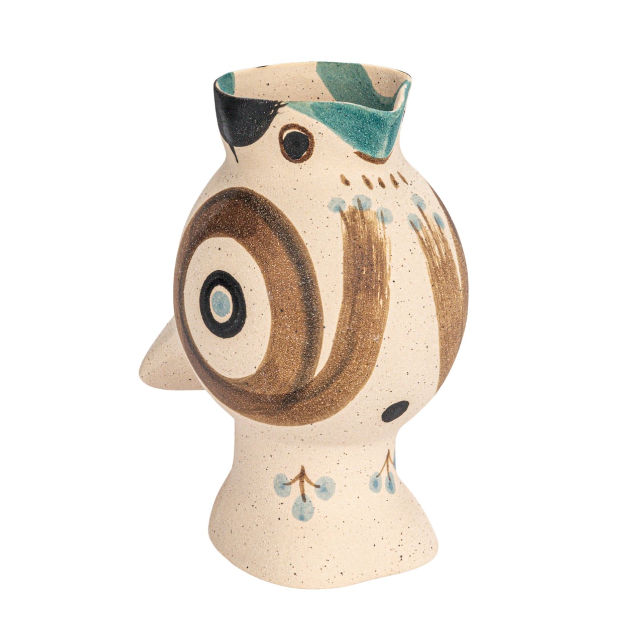 Hand Painted Artisan Stoneware Bird Shaped Vase