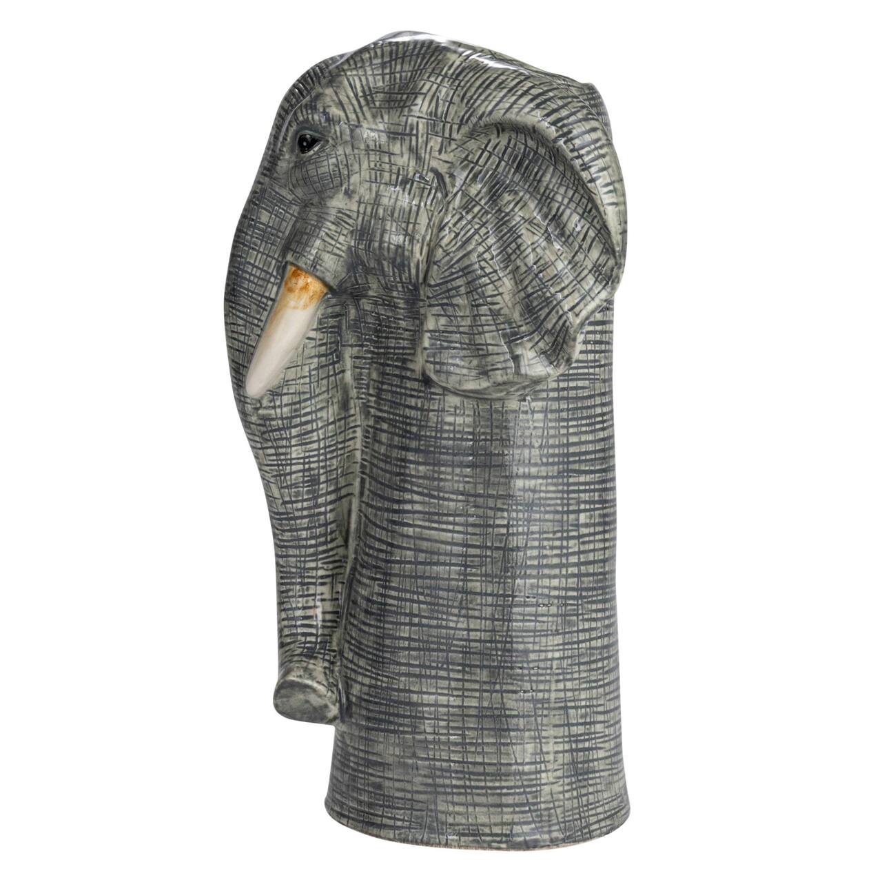 Hand-Painted Decorative Stoneware Elephant Vase