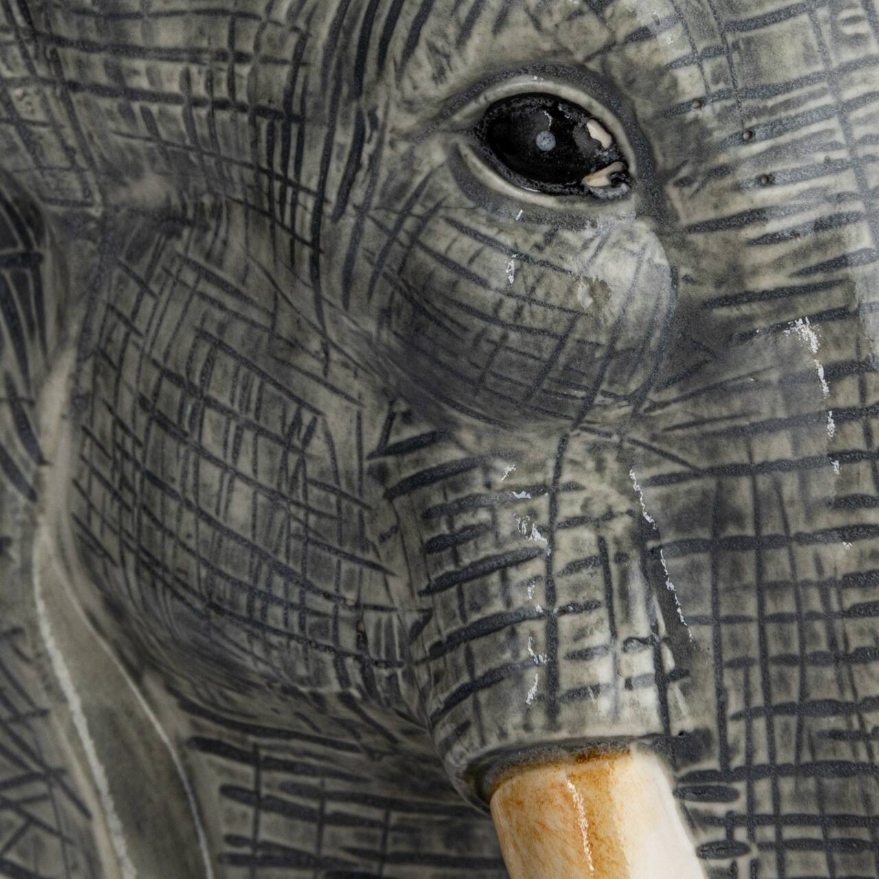 Hand-Painted Decorative Stoneware Elephant Vase