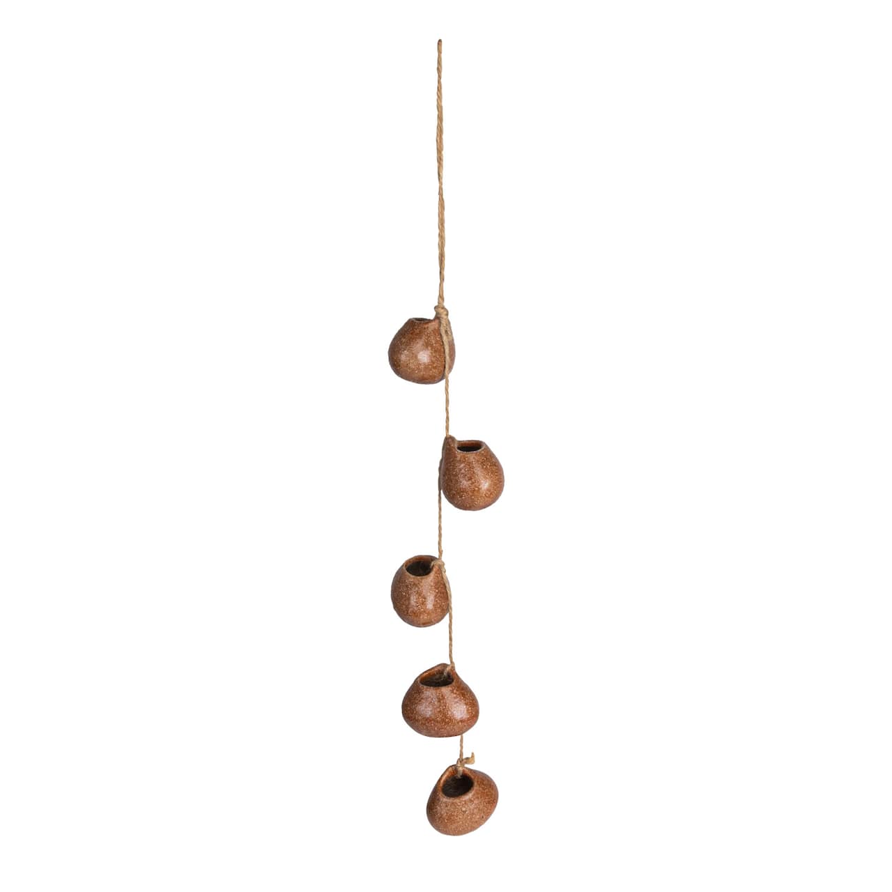Boho Global Style Stoneware Hanging Vases on Jute Rope
