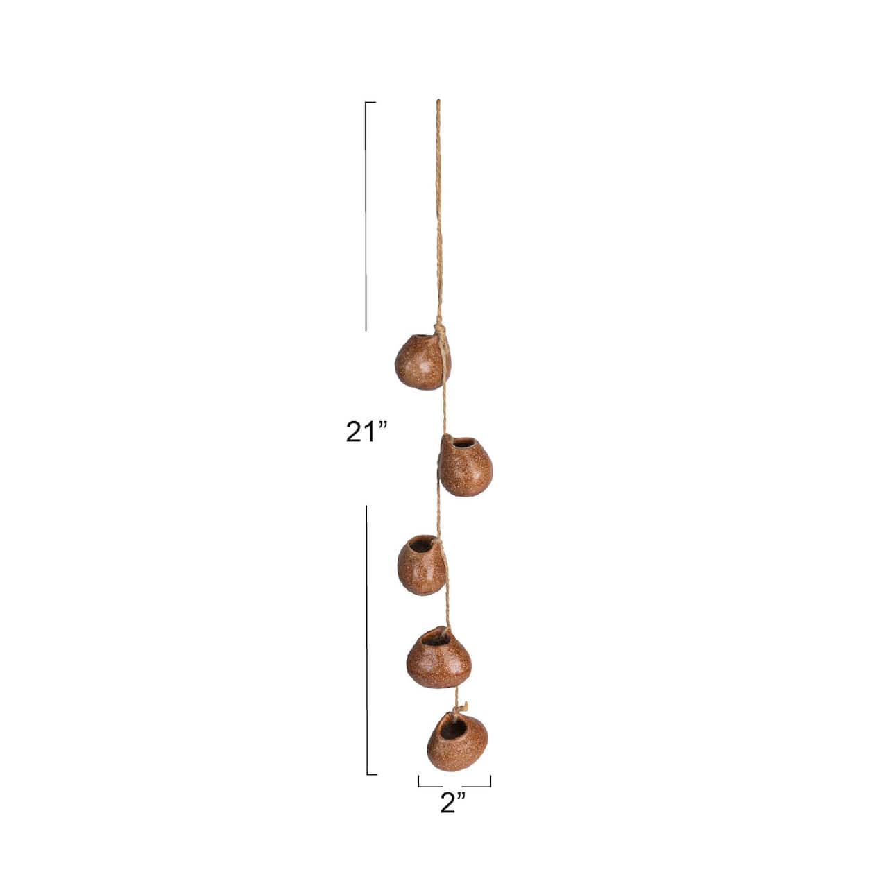 Boho Global Style Stoneware Hanging Vases on Jute Rope