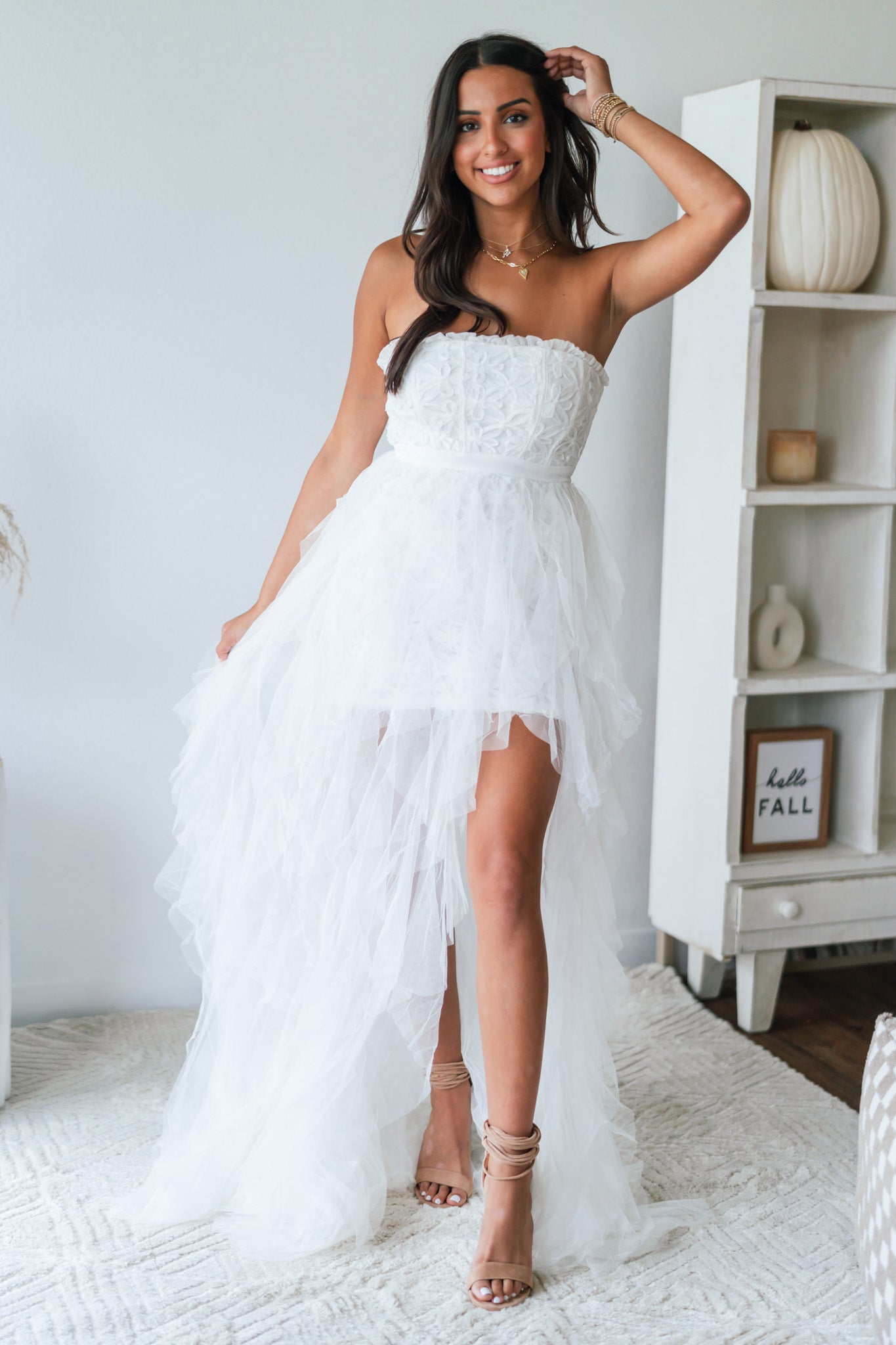 Aria Dance With Me Tulle Ruffle Dress in White