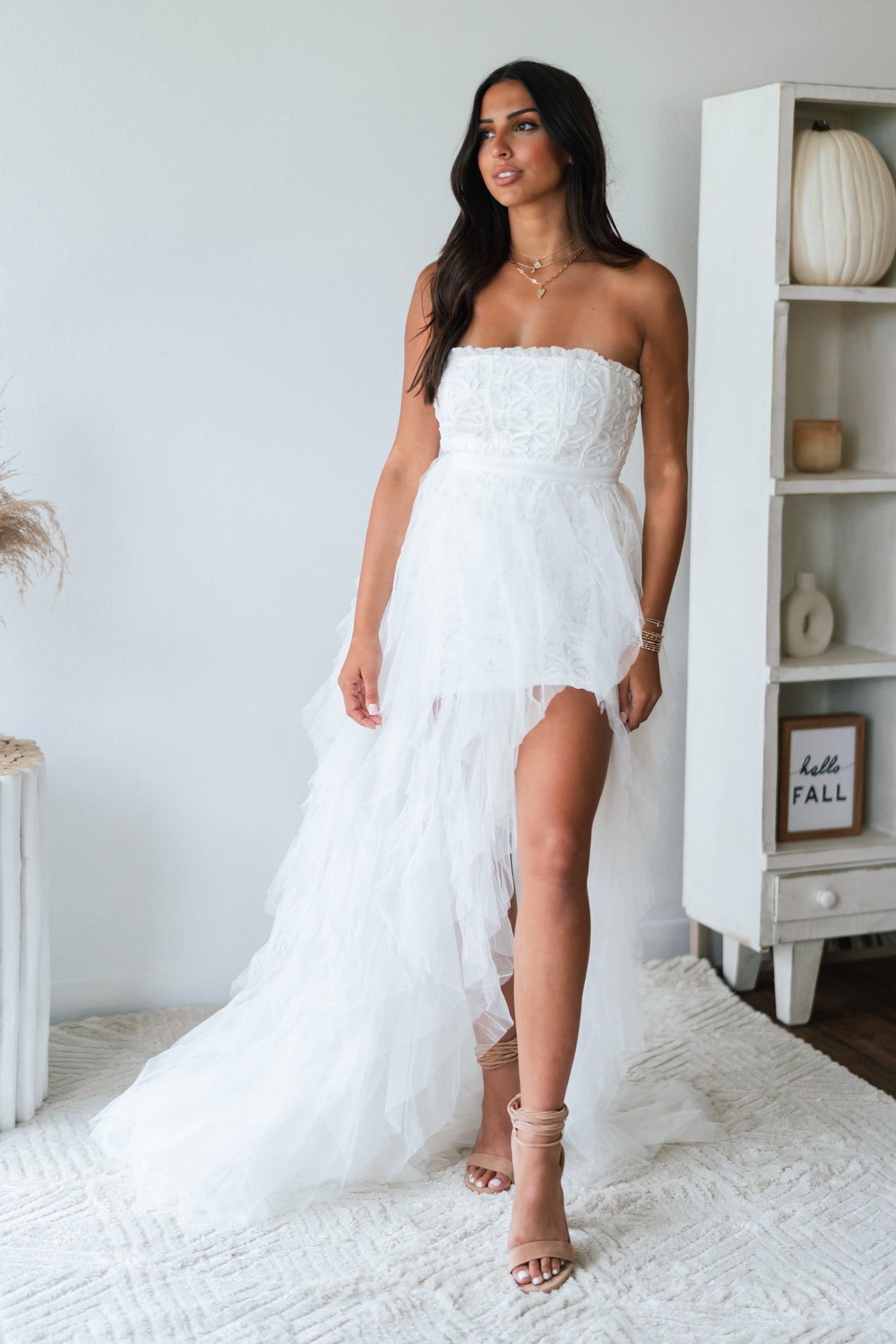 Aria Dance With Me Tulle Ruffle Dress in White