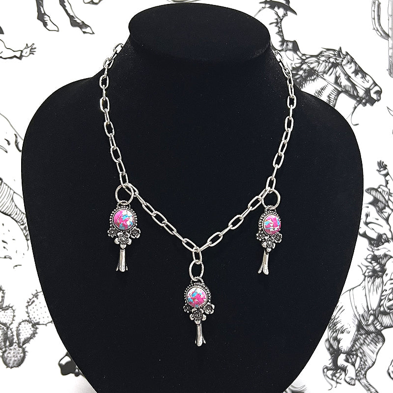Cotton Candy Cowgirl Western Boho Charm Necklace