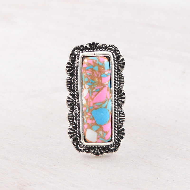 Anillo de plata con piedra turquesa de Western Blue Bonnet