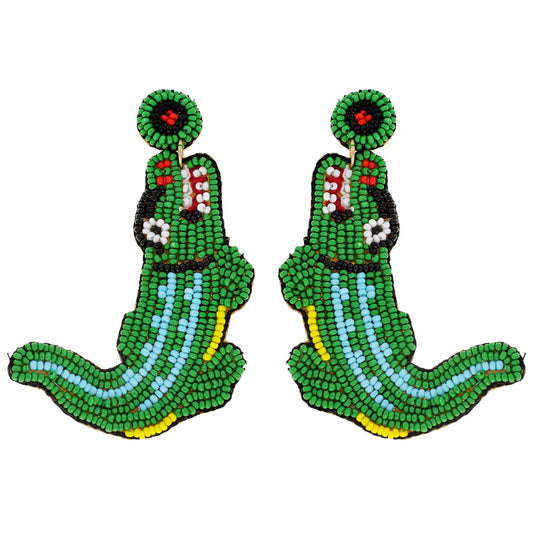 Alligator Crocodile Beaded Earrings