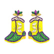 Mardi Gras Jeweled Beaded Western Boots Earrings