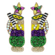Mardi Gras Cocktail Beaded Jeweled Drop Earrings