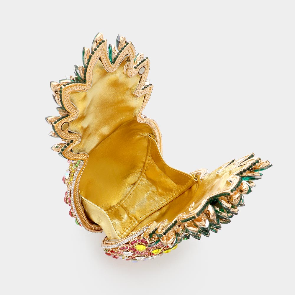 Austrian Crystal Rhinestone Embellished Pineapple Evening Bag