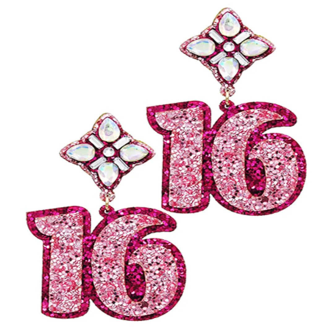 Birthday Celebration Iconic Year of Birth Glitter Acrylic Earrings