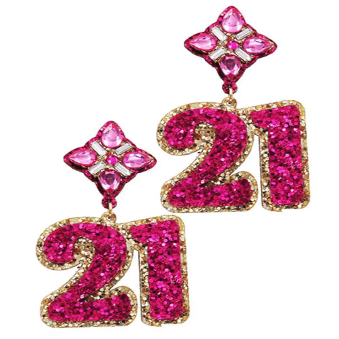Birthday Celebration Iconic Year of Birth Glitter Acrylic Earrings
