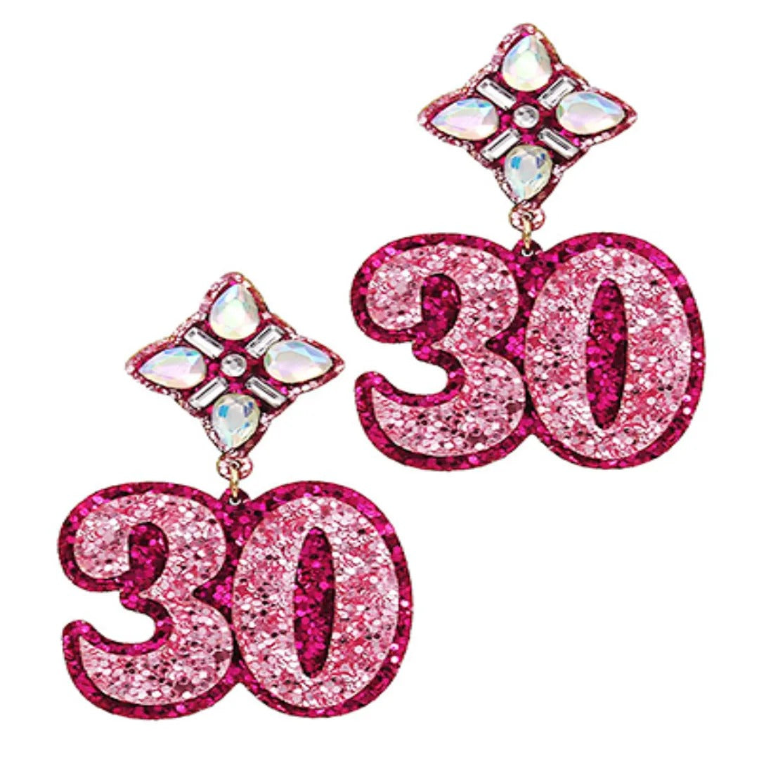 Birthday Celebration Iconic Year of Birth Glitter Acrylic Earrings