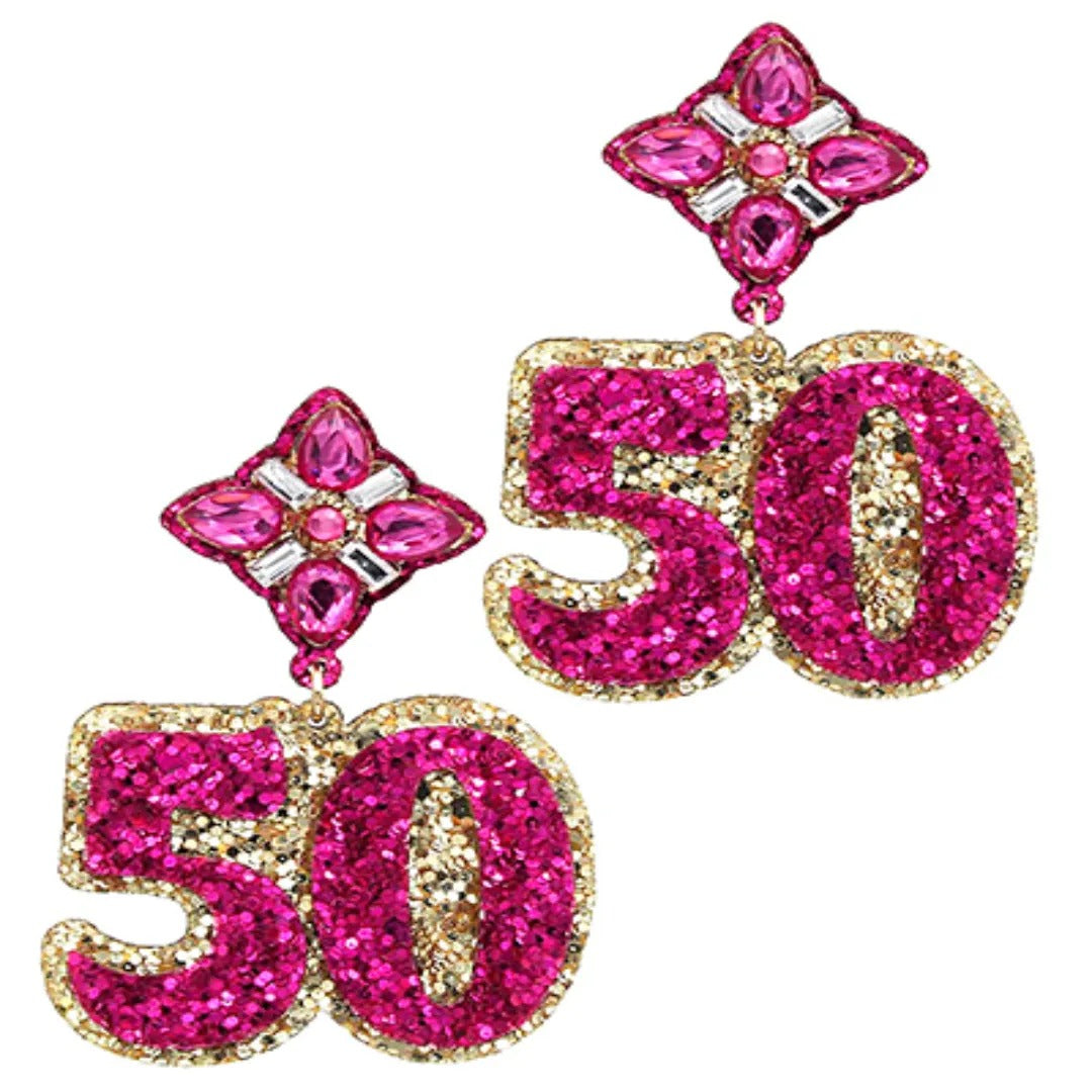 Birthday Celebration Iconic Year of Birth Glitter Acrylic Earrings