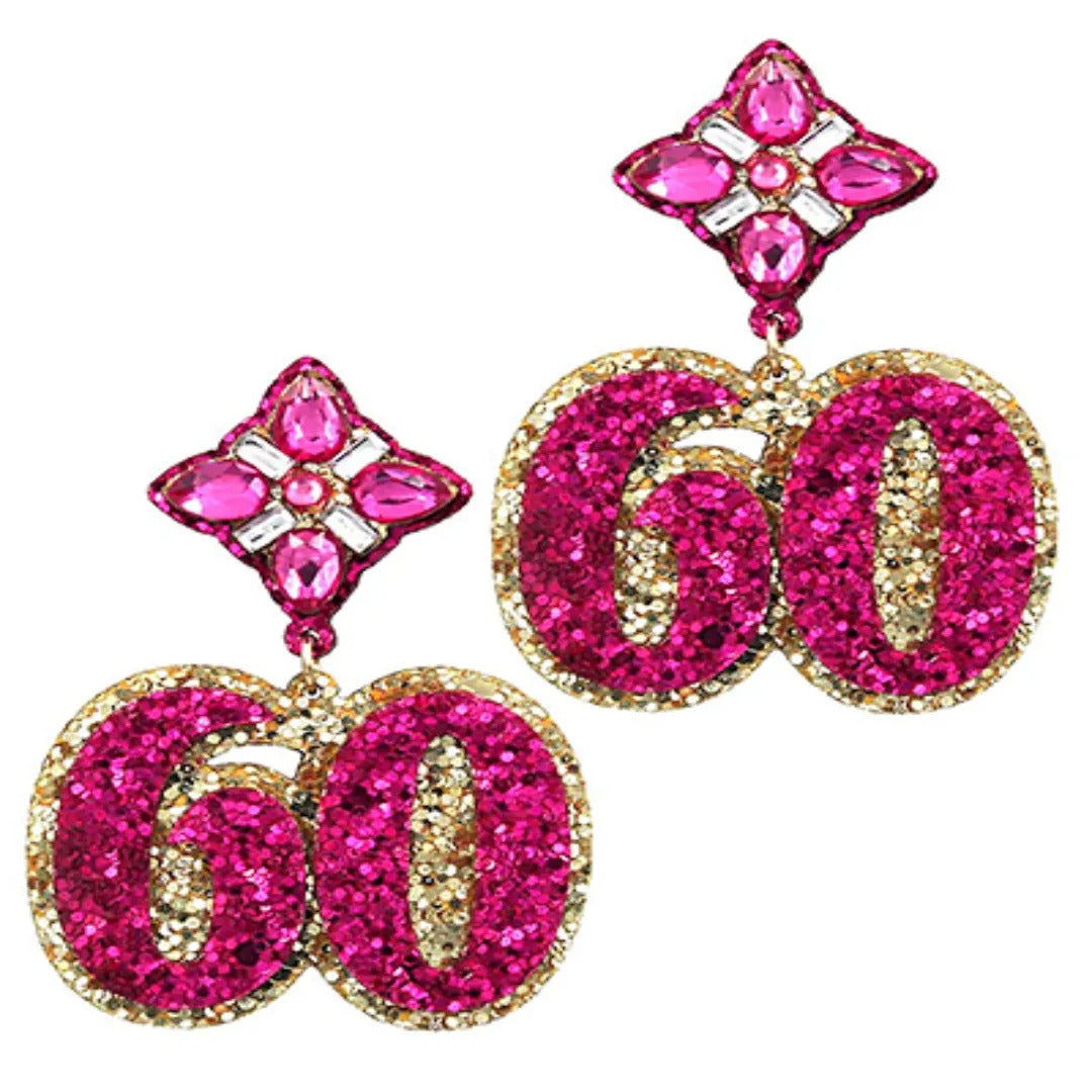 Birthday Celebration Iconic Year of Birth Glitter Acrylic Earrings