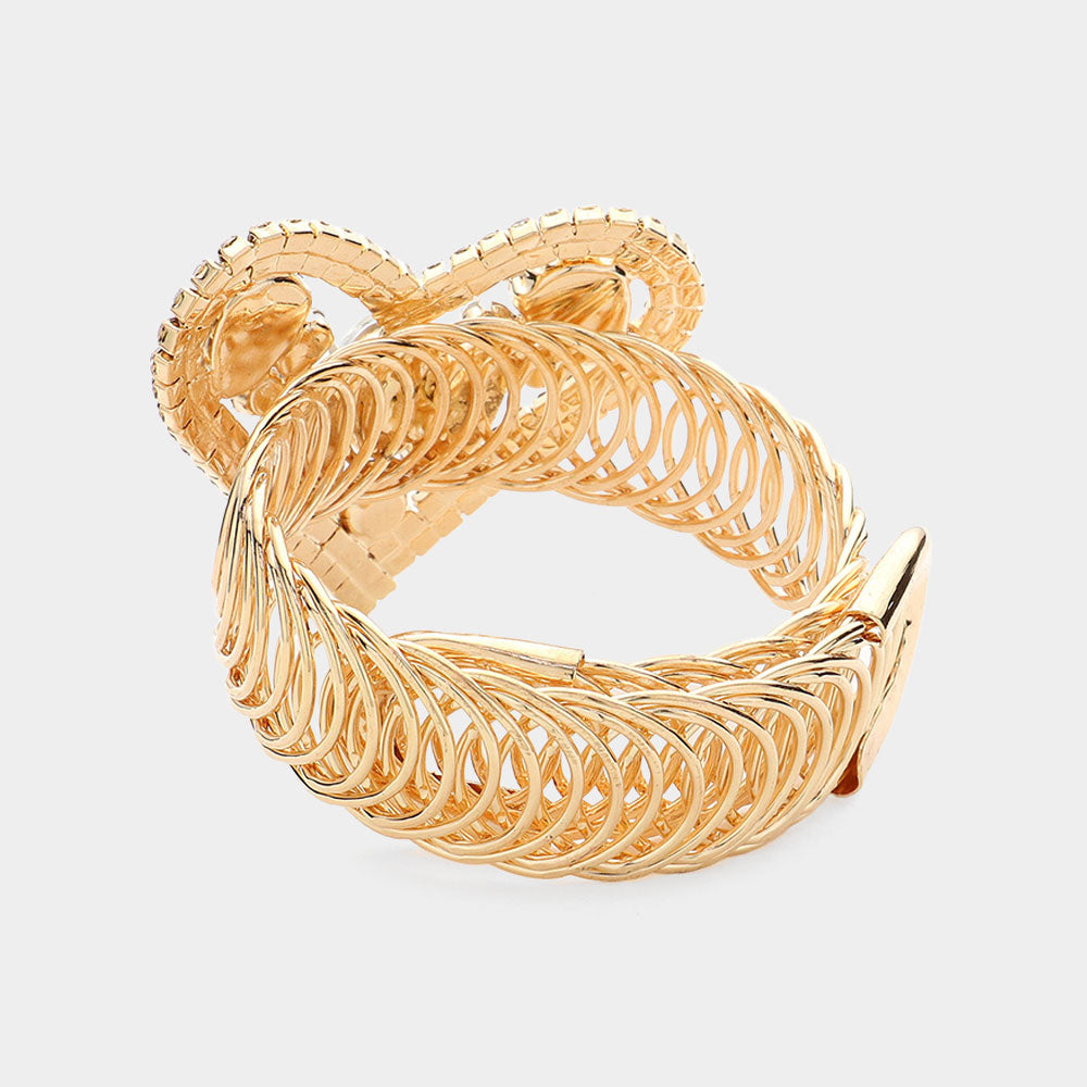 Crystal Sparkle Gold Heart Arm Cuff Bracelet
