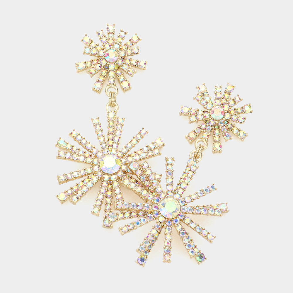 Sunburst CZ Pearl Accent Drop Earrings