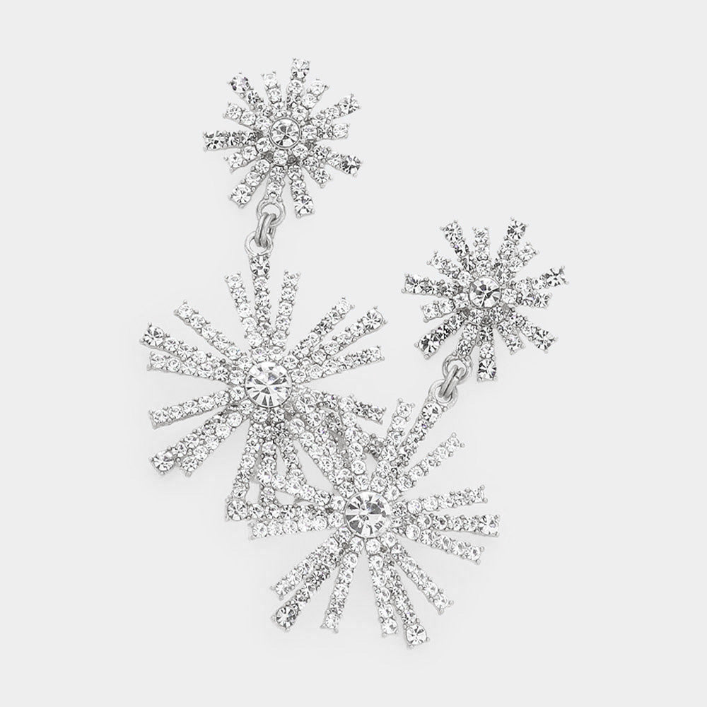 Sunburst CZ Pearl Accent Drop Earrings