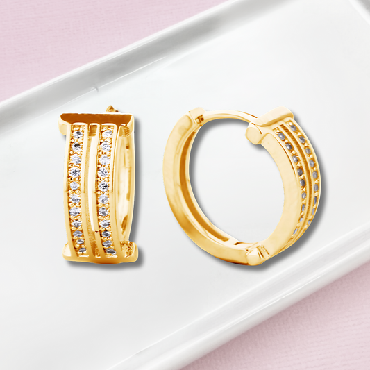 Jordan CZ Sparkle Gold Huggie Hoop Earrings