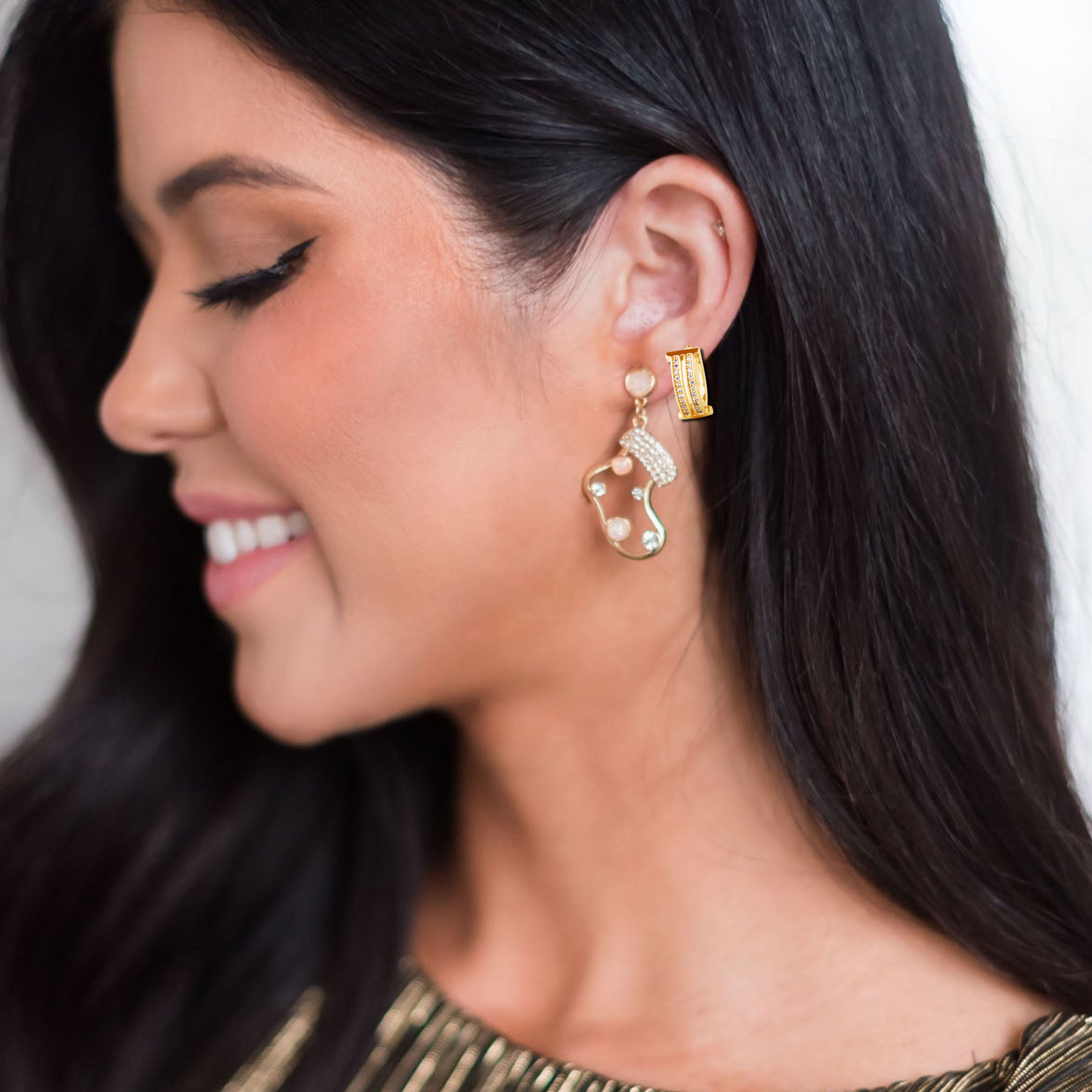Jordan CZ Sparkle Gold Huggie Hoop Earrings