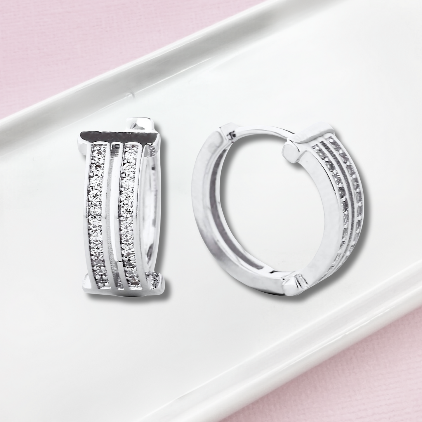 Jordan CZ Sparkle Gold Huggie Hoop Earrings