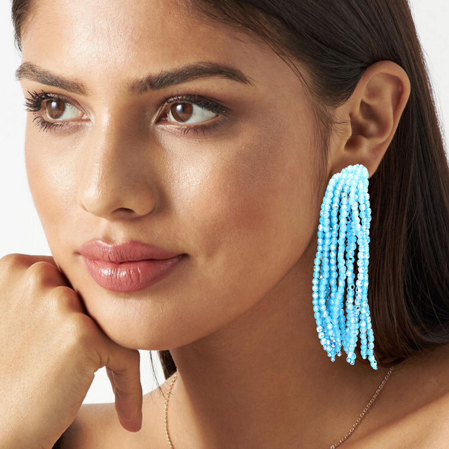 Sacha Faceted Glass Beaded Fountain Earrings