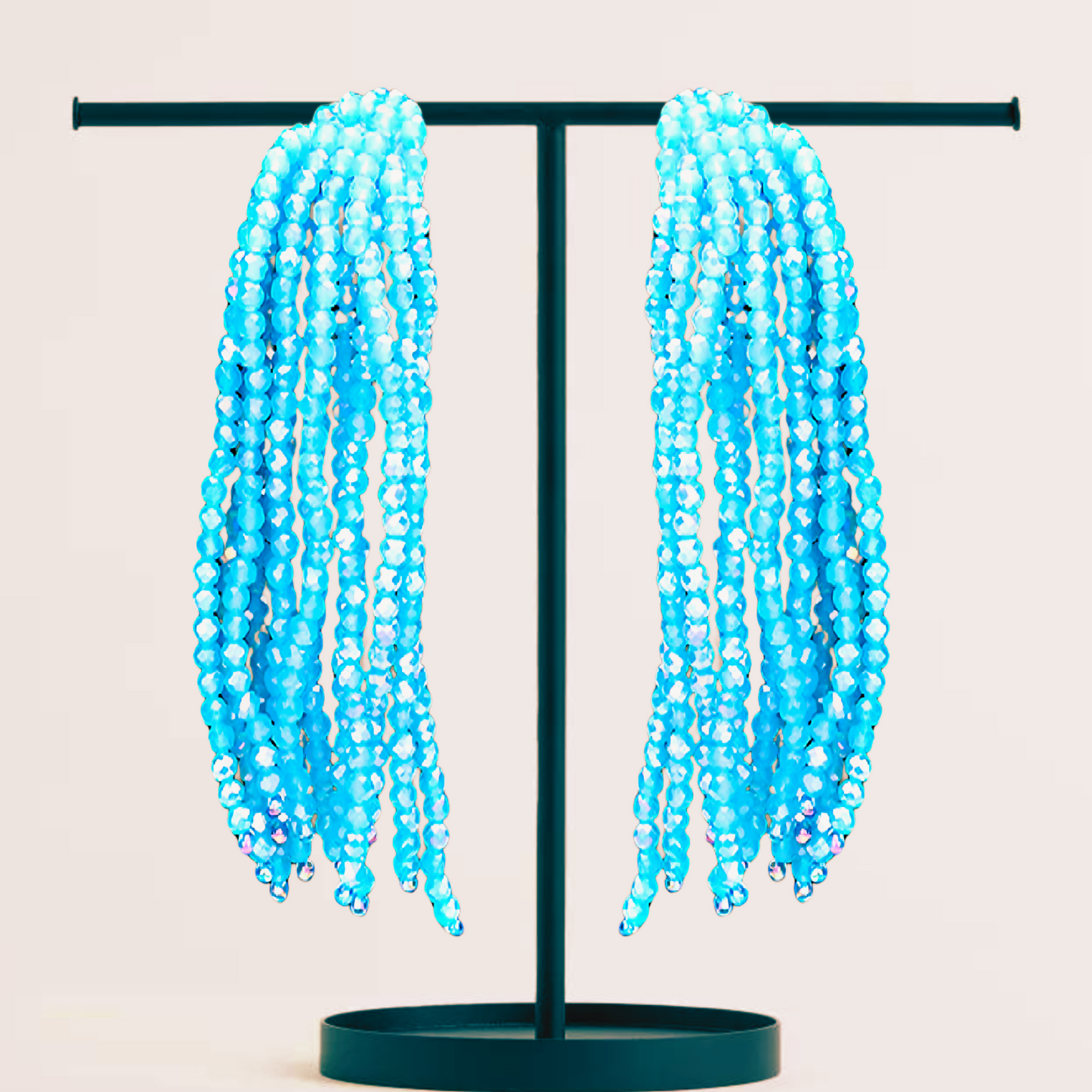 Sacha Faceted Glass Beaded Fountain Earrings