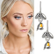 Bird on a Branch Sterling Dainty Drop Earrings