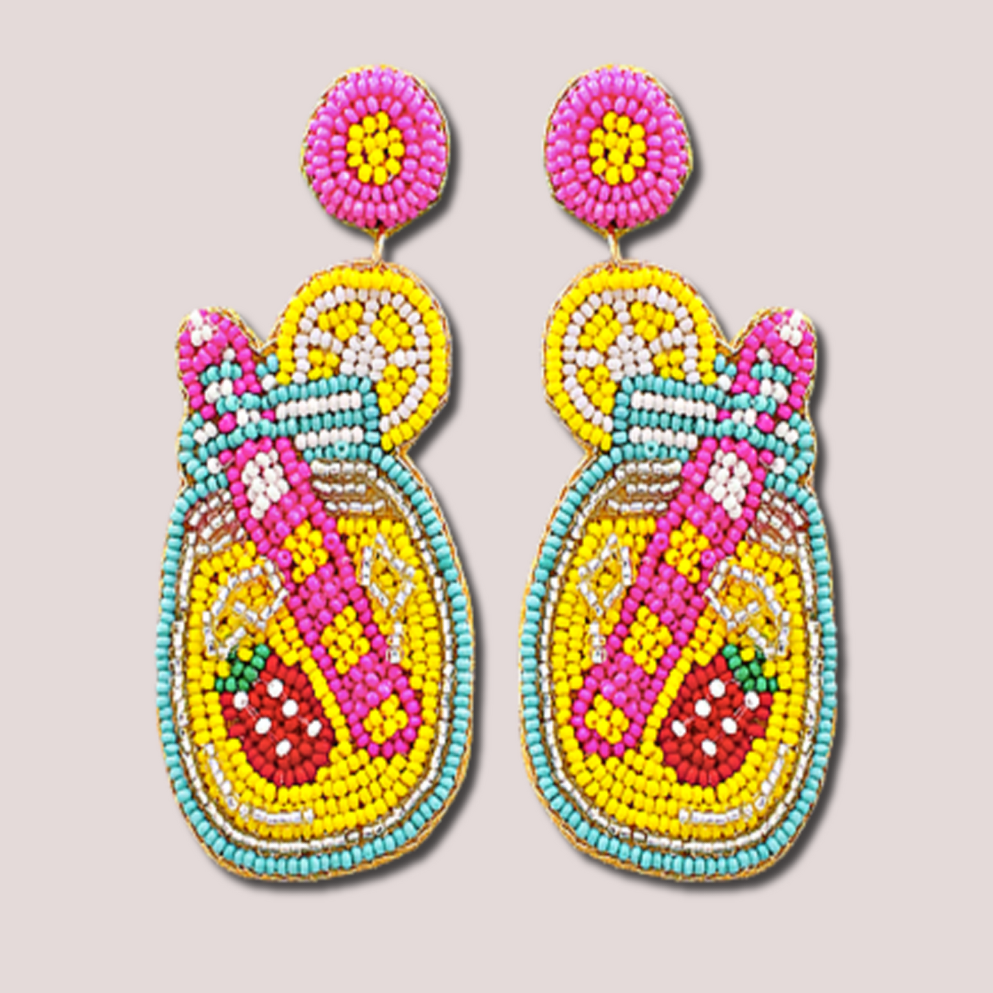 Southern Lemonade Mason Jar Summer Beaded Earrings