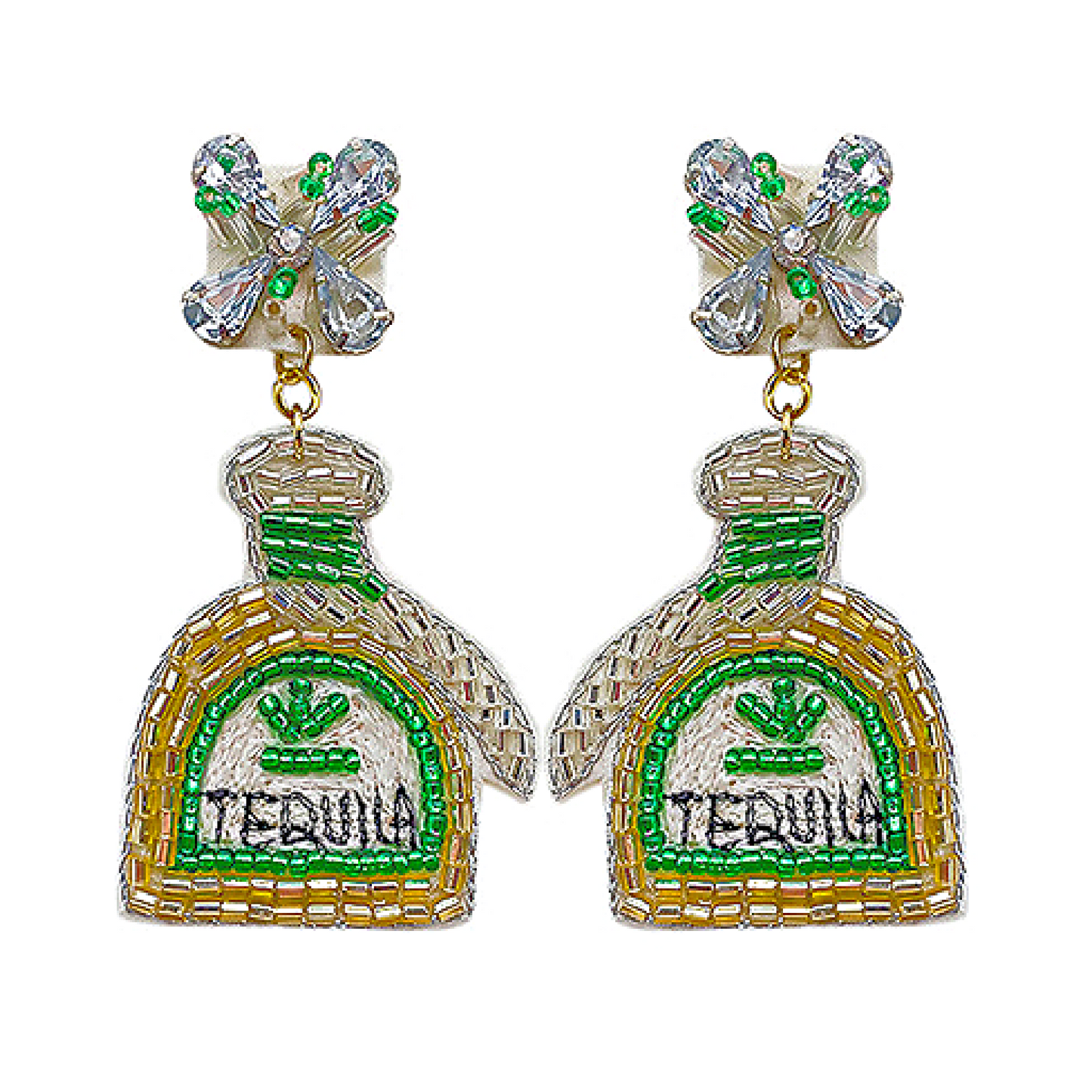 Iconic Tequila Brand Bottle Crystal Beaded Earrings