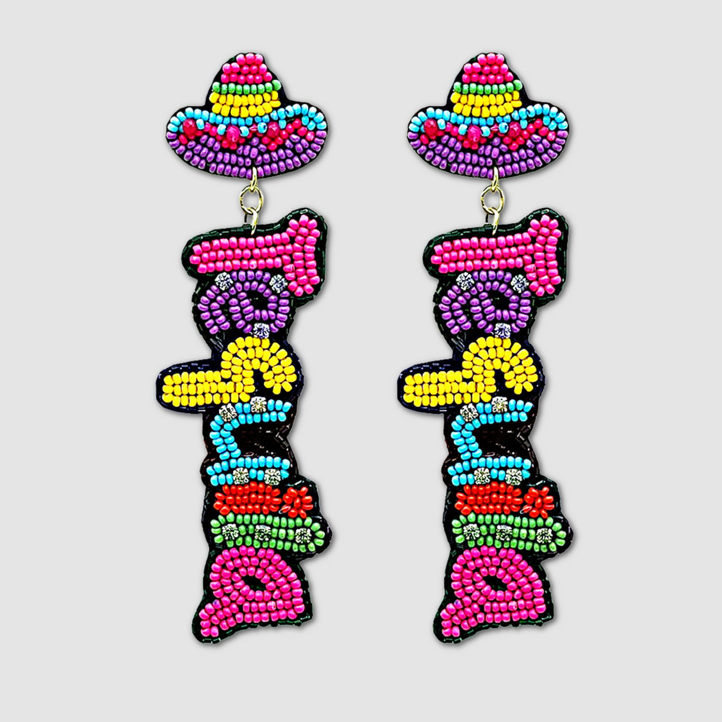 TEQUILA Word Cocktail Seed Beaded Party Earrings