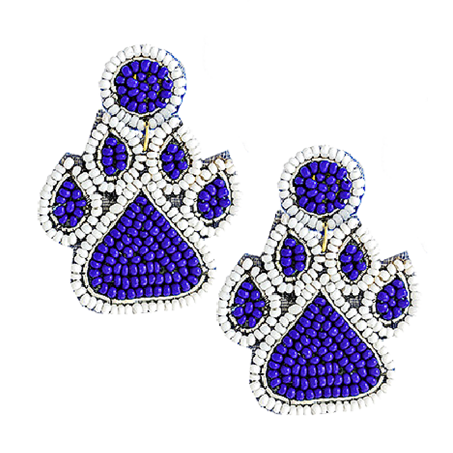 Wildcat Paw Print Football Team Colors Beaded Earrings