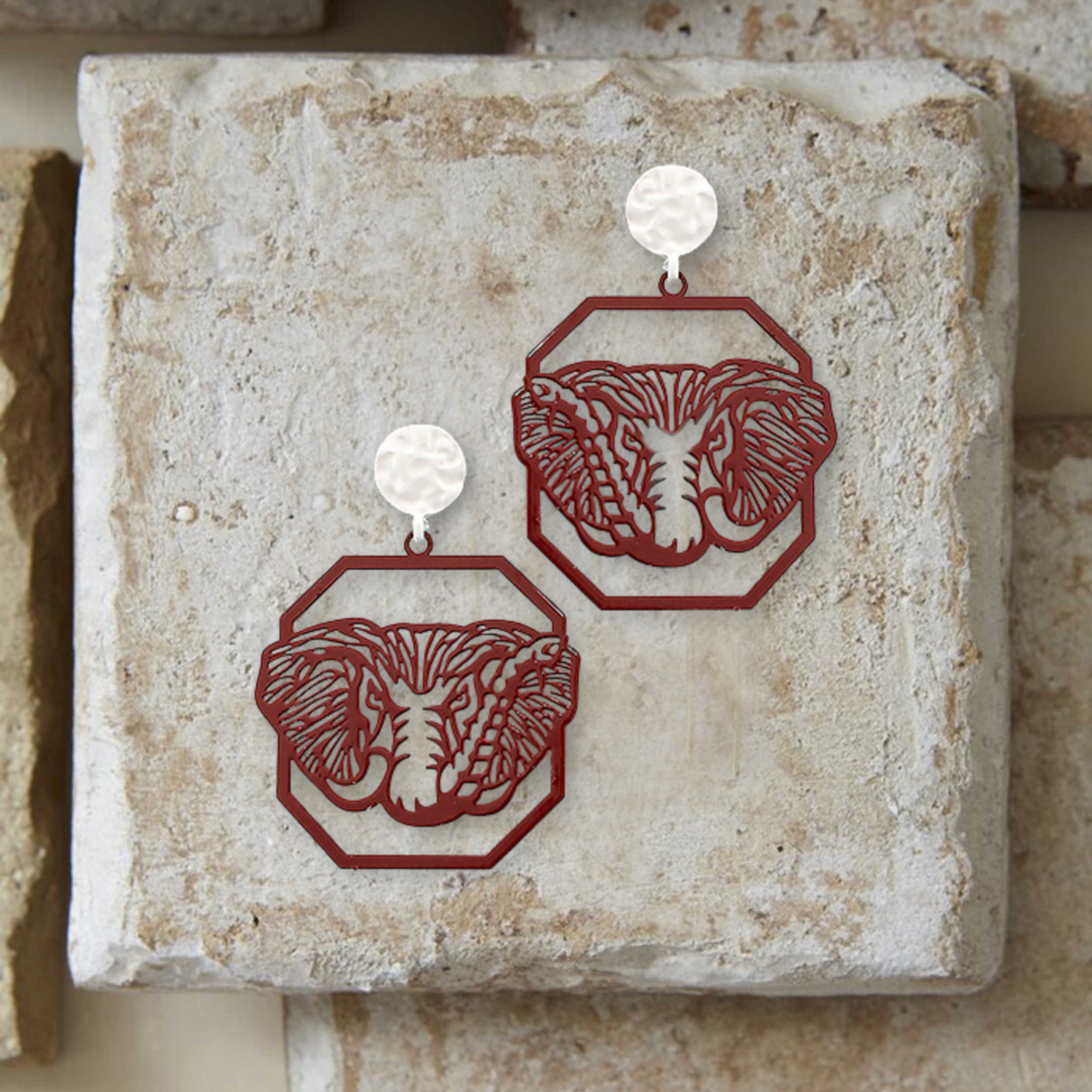 Roll Tide Alabama Football Elephant Earrings